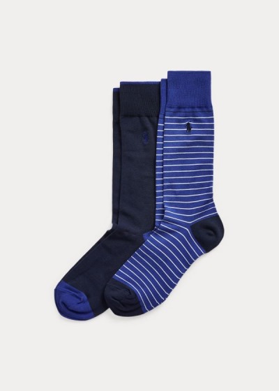 Calcetines Polo Ralph Lauren Hombre Azul Rey Azules - Striped & Solid 2-Pack - FPJYA0485